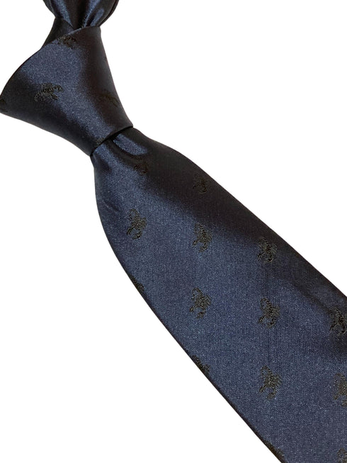 navy blue tie with poisonous scorpion embroidered design